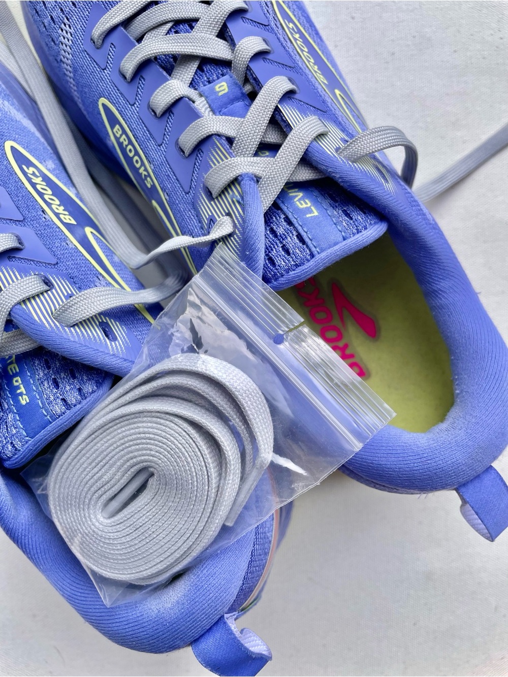 Brooks Levitate GTS 6 in Purple/Lime/Pink Running Shoes with grey laces